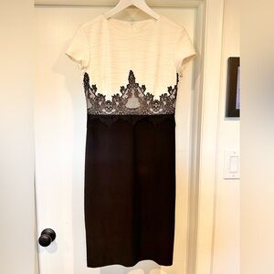 Joseph Ribkoff Dress Black White Stretch lace Size US 6
